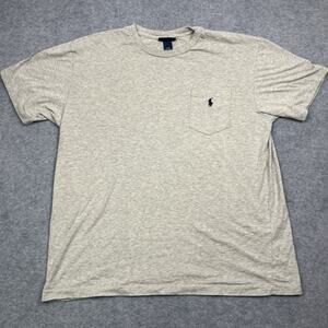 Polo Ralph Lauren Mens Pocket T-Shirt L Heather Gray Cotton Logo Classic Preppy